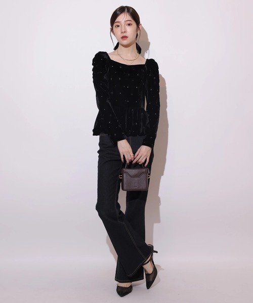 Rirandture（リランドチュール）の「ベロア刺繍ペプラムブラウス