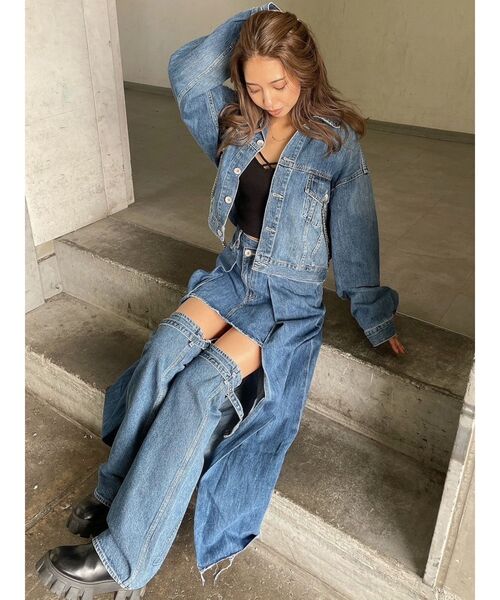 GYDA（ジェイダ）の「【倖田來未コラボ】OVERLAP EMBOSSロングデニム