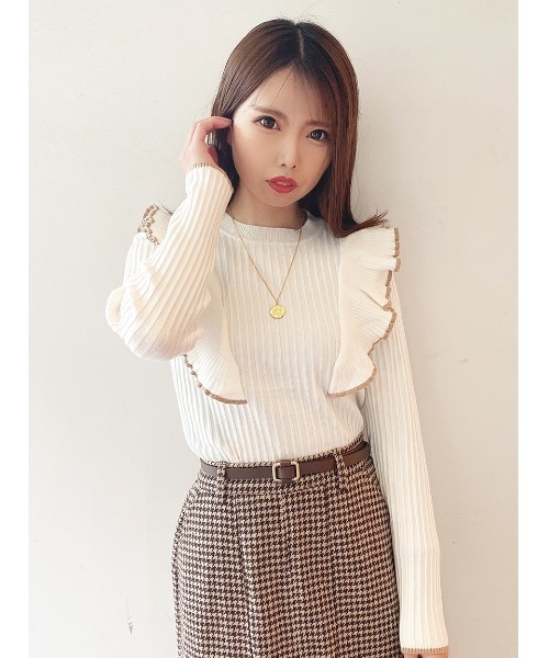 one way（ワンウェイ）の「配色フリルニット（ニット/セーター）」 - WEAR