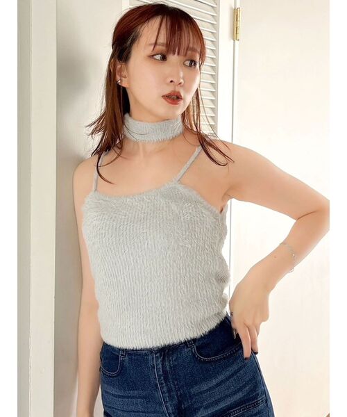 チョーカー付ミニシャギーニットキャミソール（キャミソール