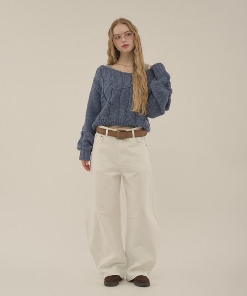 hazyl（ヘイジル）の「cable loose knit / ケーブルルーズニット