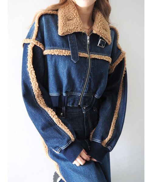 EVRIS（エヴリス）の「デニムボアブルゾン【セットアップ着用可能