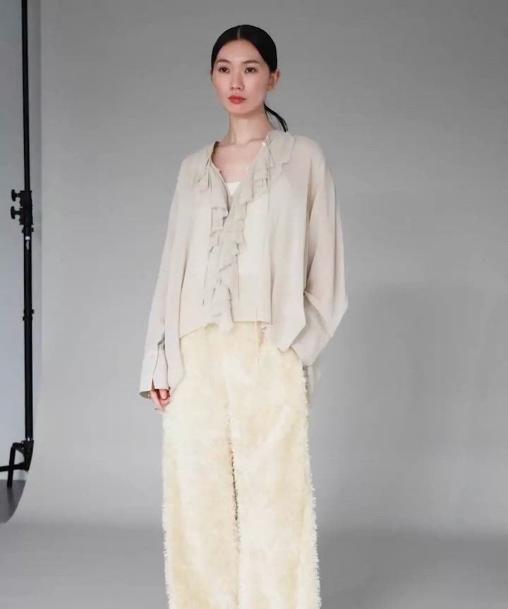 Curensology(カレンソロジー)/ウールミックスボイルフリルブラウス