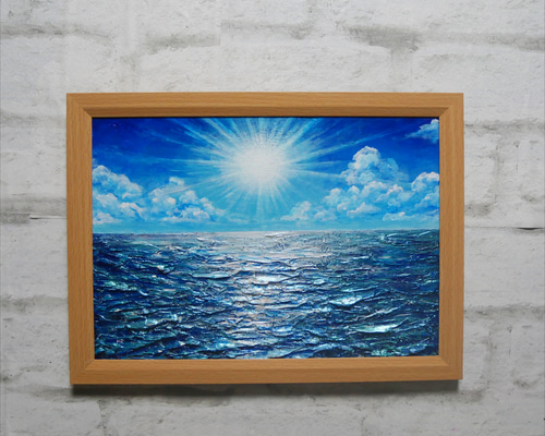 油絵 油彩 油彩画 絵 絵画 【輝きの海】 絵画 HR 通販 12798425