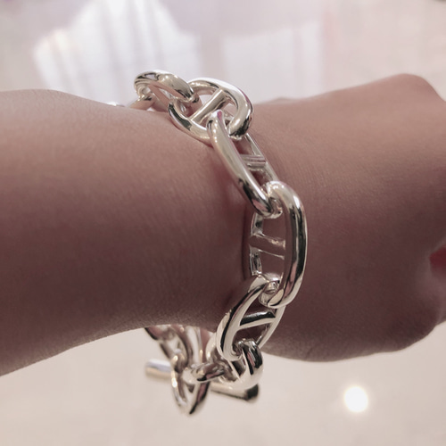 13コマGMサイズアンカーチェーンブレスレット☆シェーヌ23cm☆シルバー