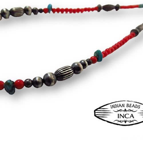 インディアンジュエリーネックレス ナバホ族 シルバー925 ターコイズ