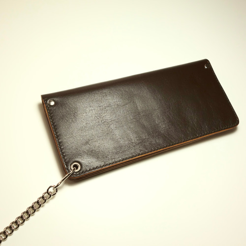 トラッカーウォレット チェーン付き 長財布 ホースハイド ダーク