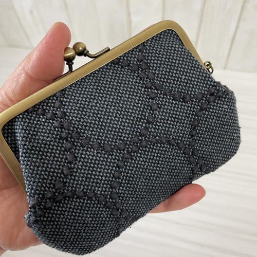 親子がま口財布 ミナペルホネン タンバリン ネイビー がま口 makopan