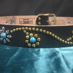 昭南ベンズレザーツタ＆フラワースタッズベルト チョコ その他