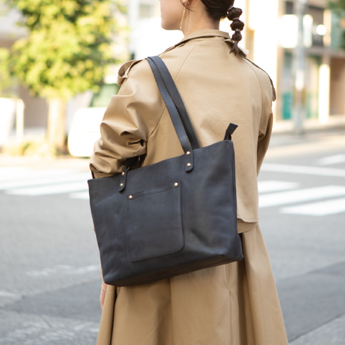 A4 トートバッグ 本革 肩掛け ギフト レディース メンズ ブラック