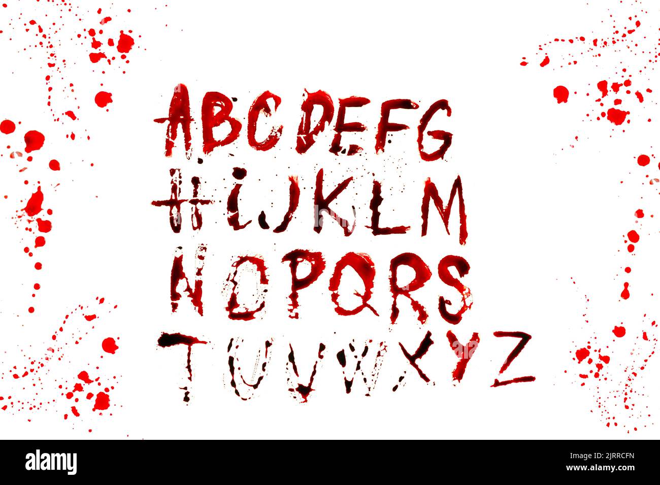 bloody Letters abs streaks and blood stains in bloody splatter