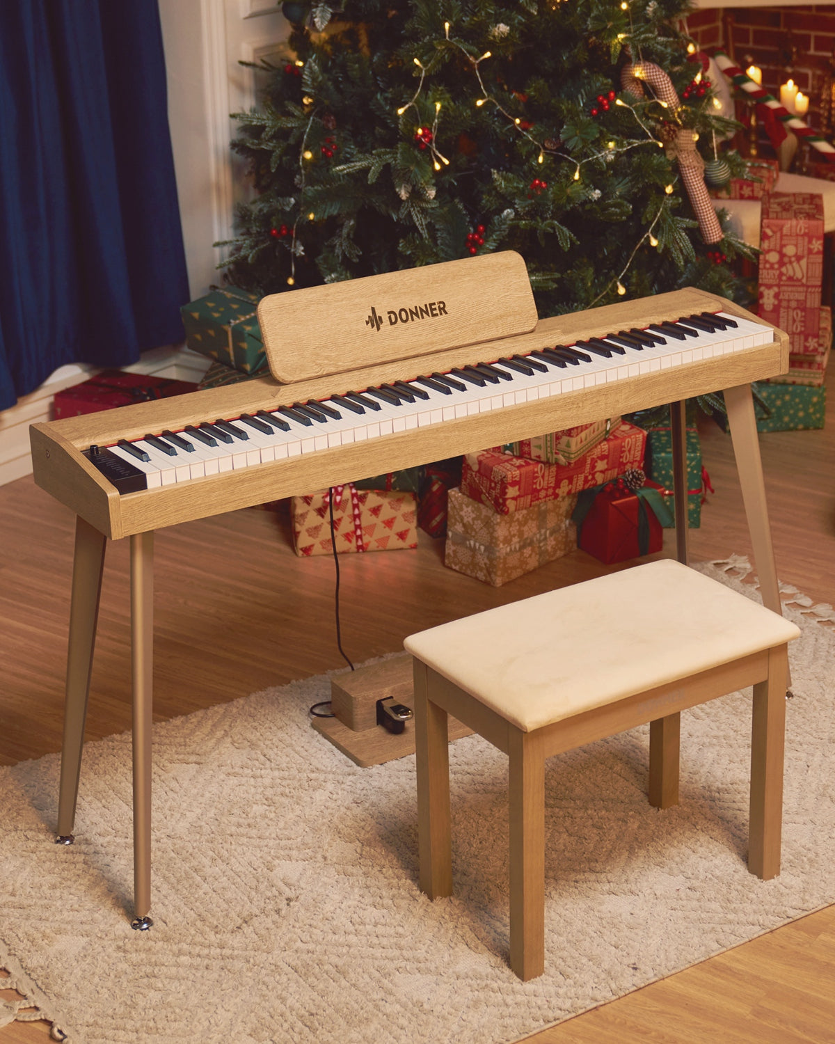 DDP-60 Wooden 88-Key Semi-Weighted Upright Digital Piano Donner