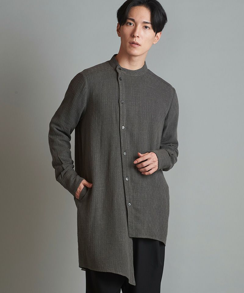 50%OFF【NO ID.(ノーアイディー)】ｱｼﾝﾒﾄﾘｰﾊﾞﾝﾄﾞｶﾗｰSH シャツ(454006