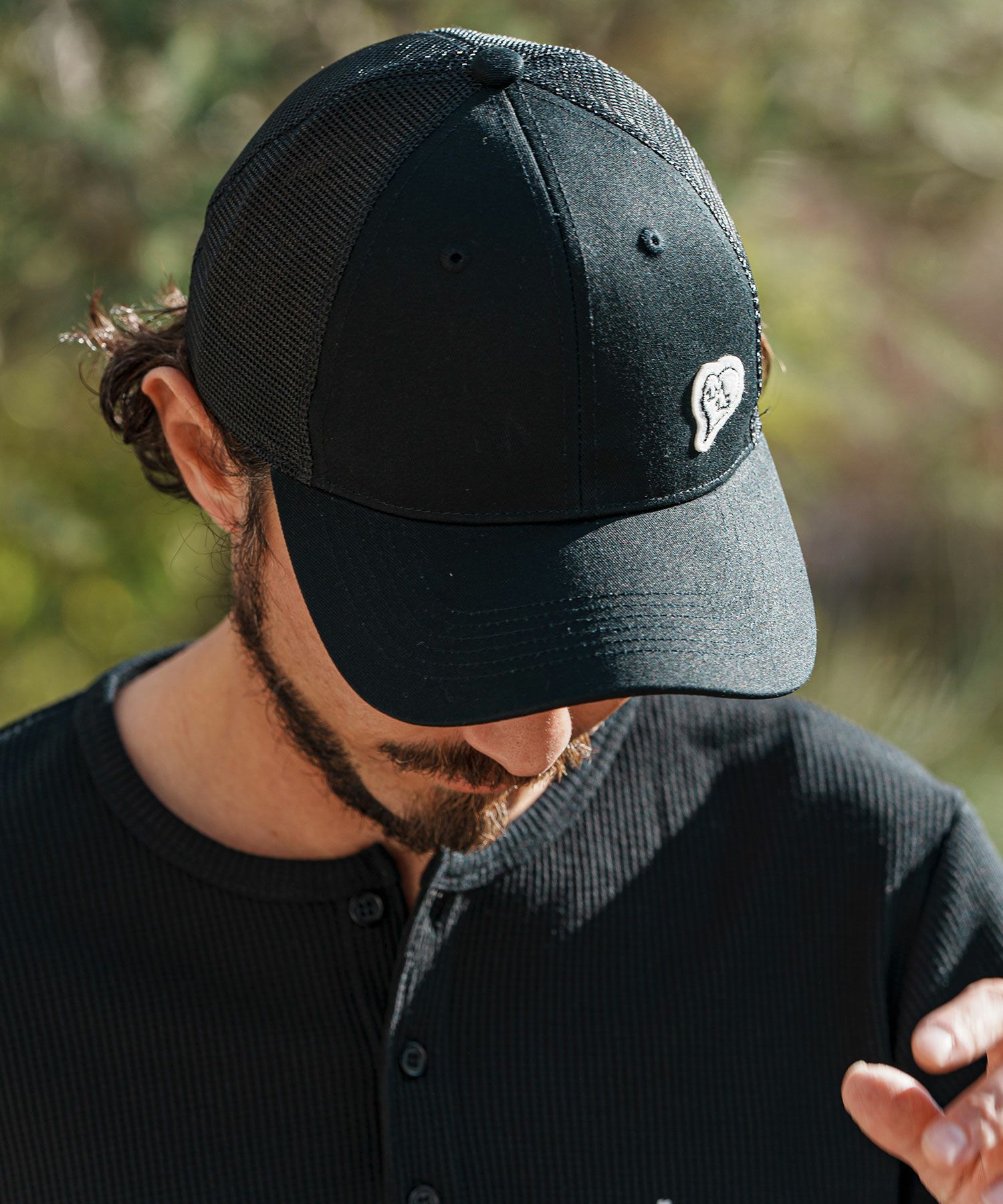 1minute 1second(ワンミニットワンセカンド)】 heart patch mesh cap