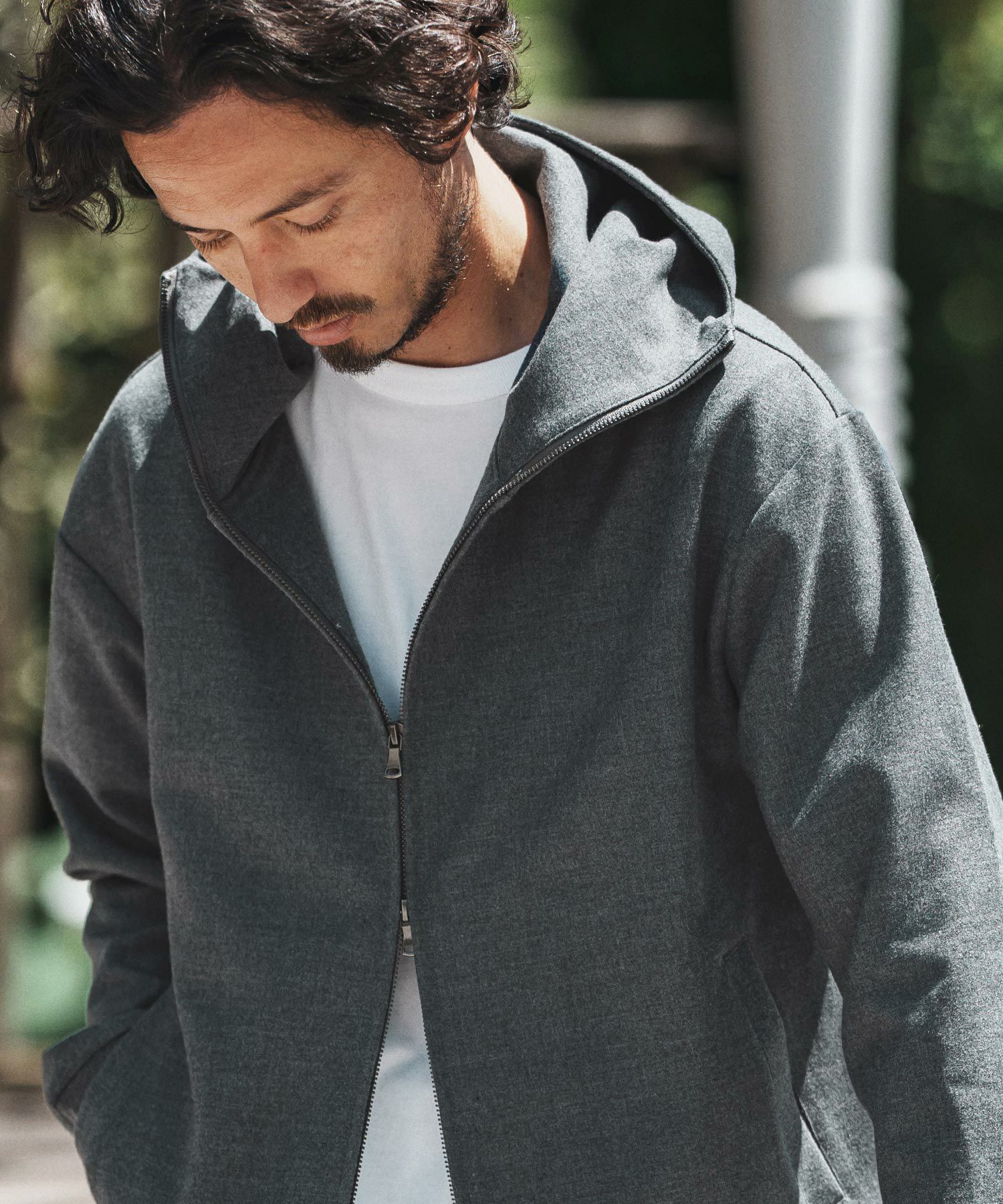 felkod(フィルコッド)】Soft Drape Zip Up Parka ジップパーカー