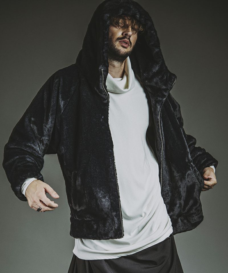 NO ID.(ノーアイディー)】ﾌｪｲｸﾌｧｰBIGﾌｰﾃﾞｯﾄﾞBLZ ブルゾン(857006-377B