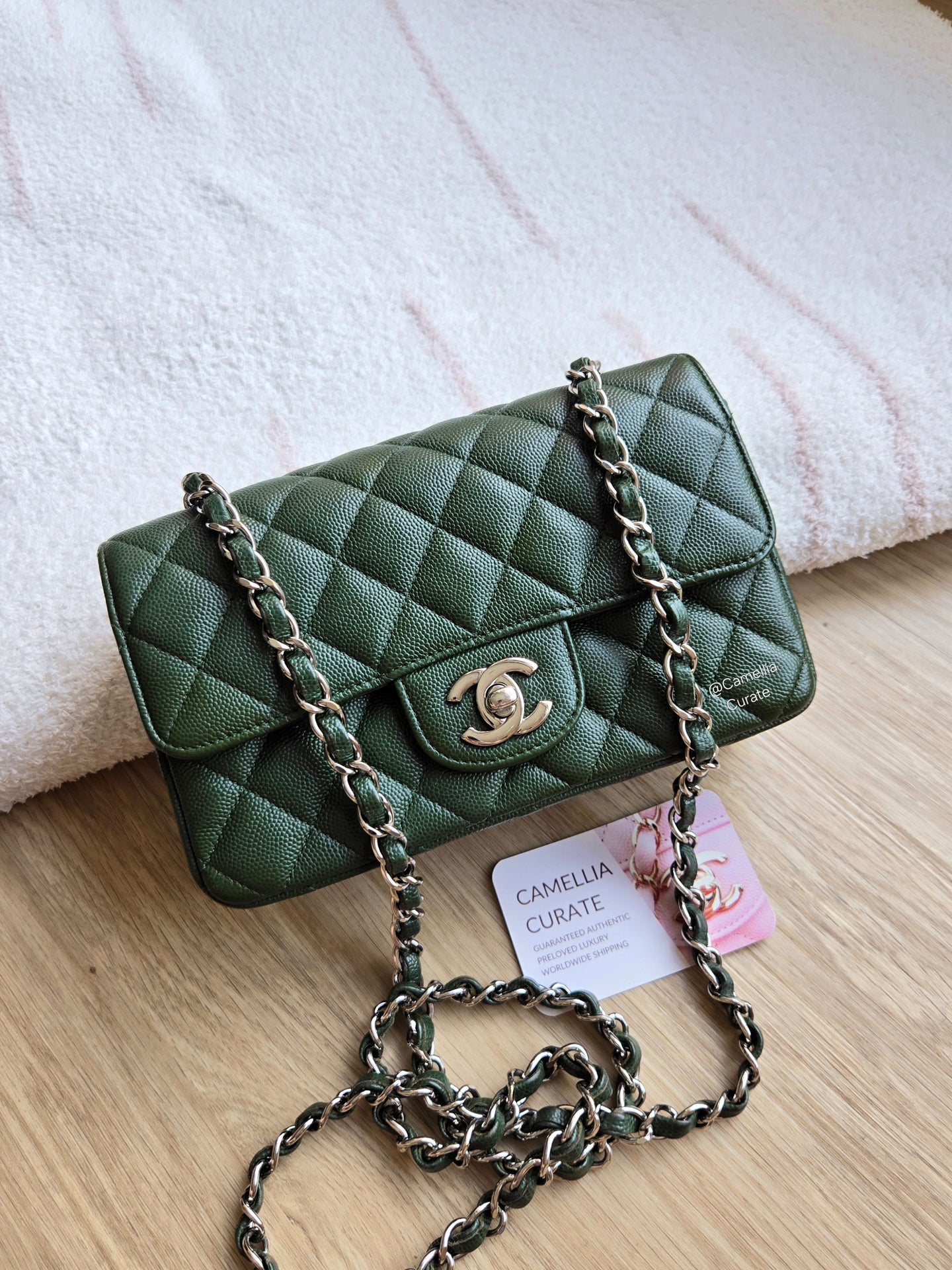 Chanel Forest Green Caviar Mini Rectangle Silver Hw – CamelliaCurate