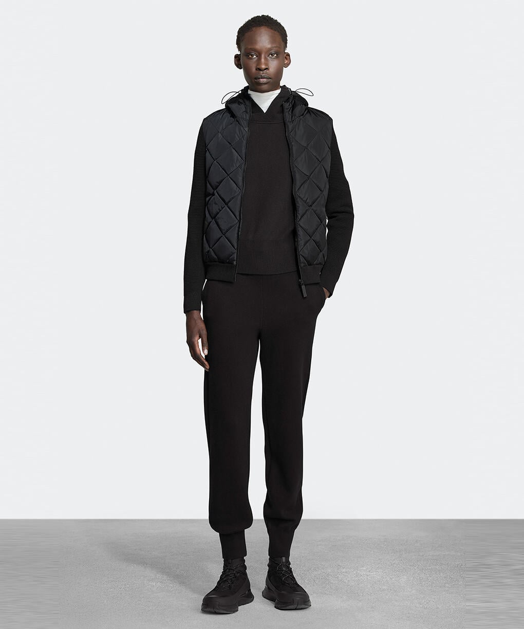 ハイブリッジ キルテッド ニット フーディー ブラックレーベル(6800LB