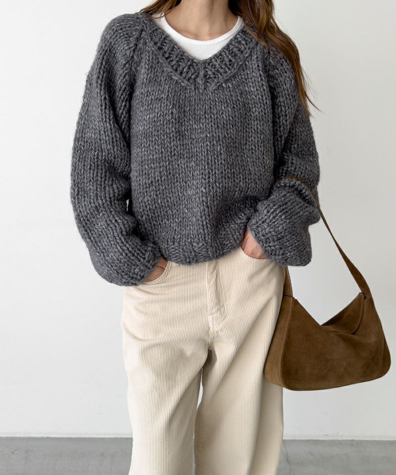 タイムセール25%OFF】El marウール混ローゲージVニット | CANAL JEAN