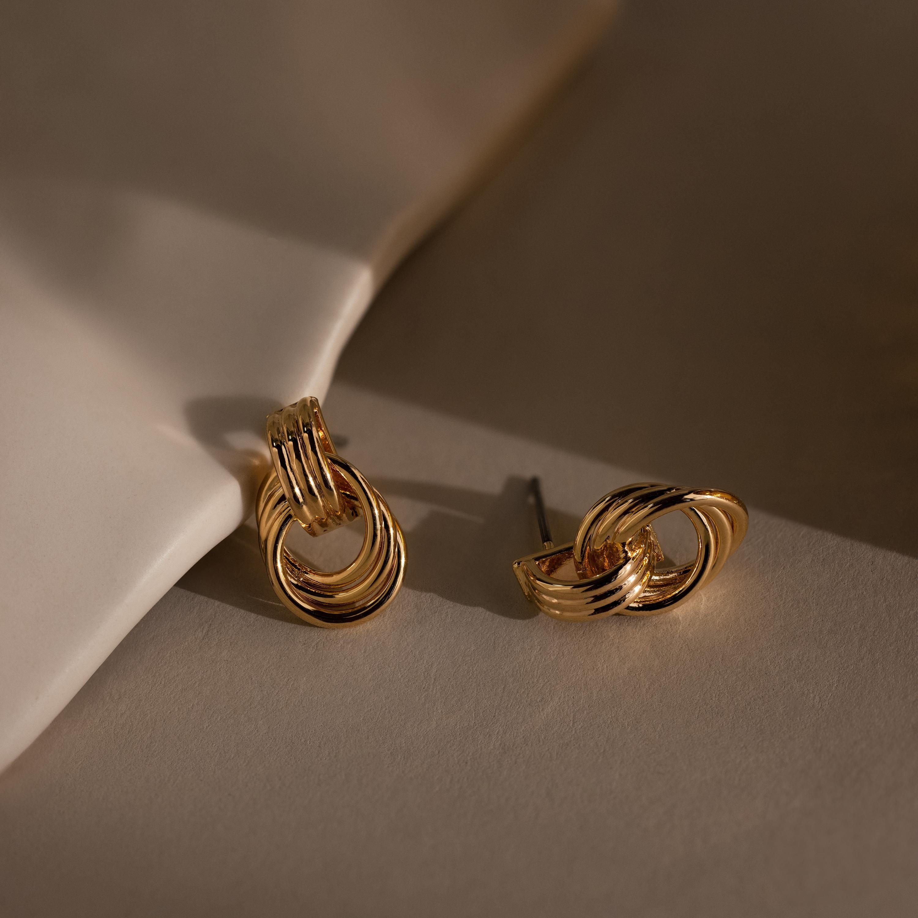 Dangling Micro Triple Knot Stud Earrings | Caitlyn Minimalist