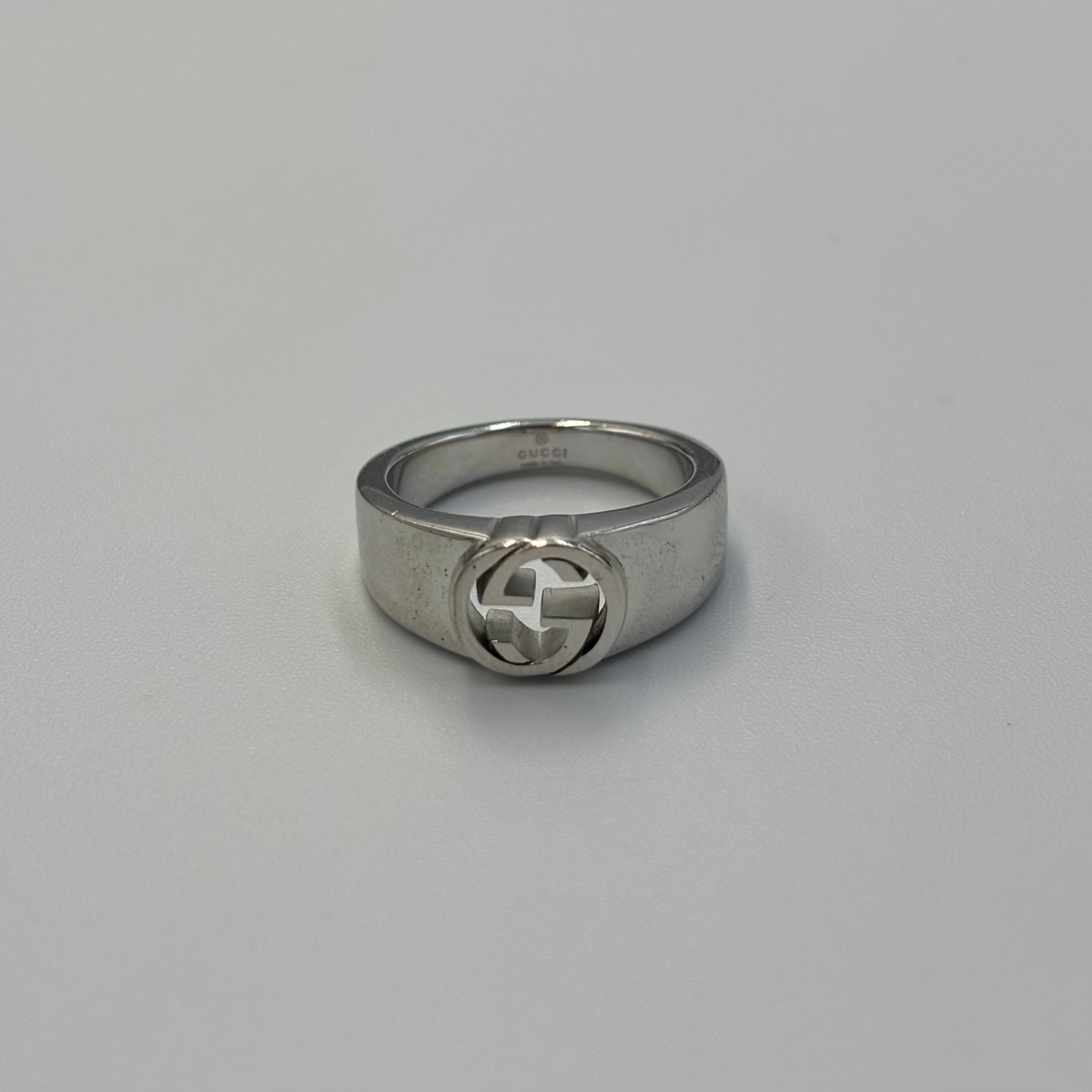 GUCCIインターロッキングGリング/SV925/20号/箱、持ち運びポーチ付