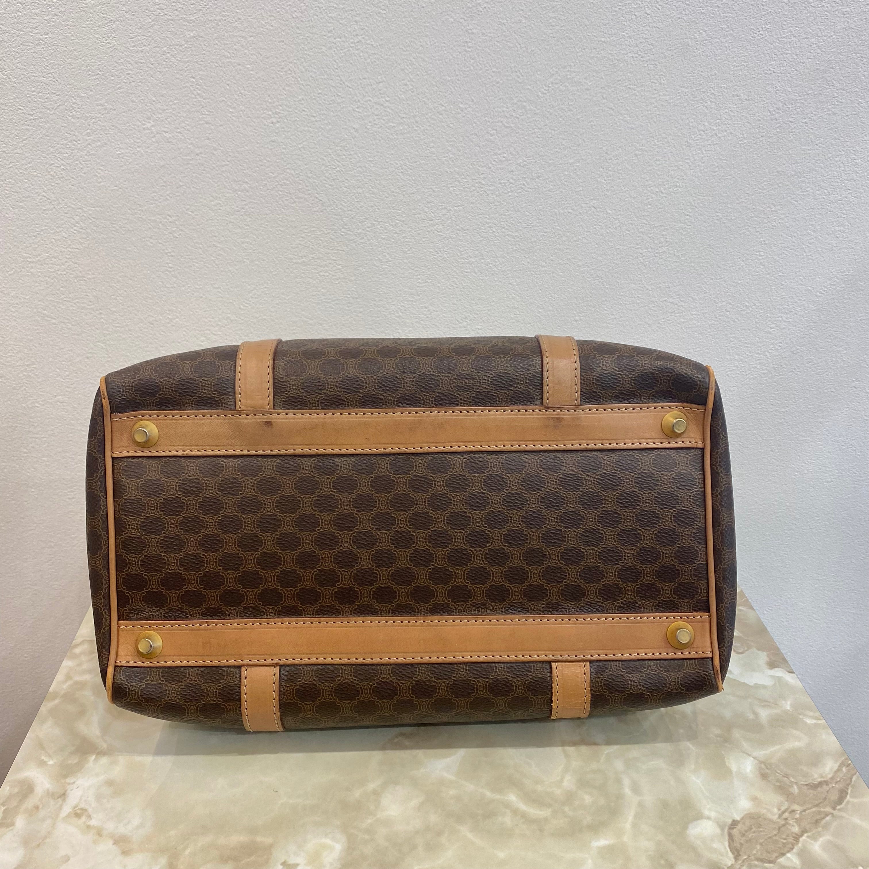 AMT07 セリーヌ マカダム ボストンバッグ カデナ＆クロシェット付き