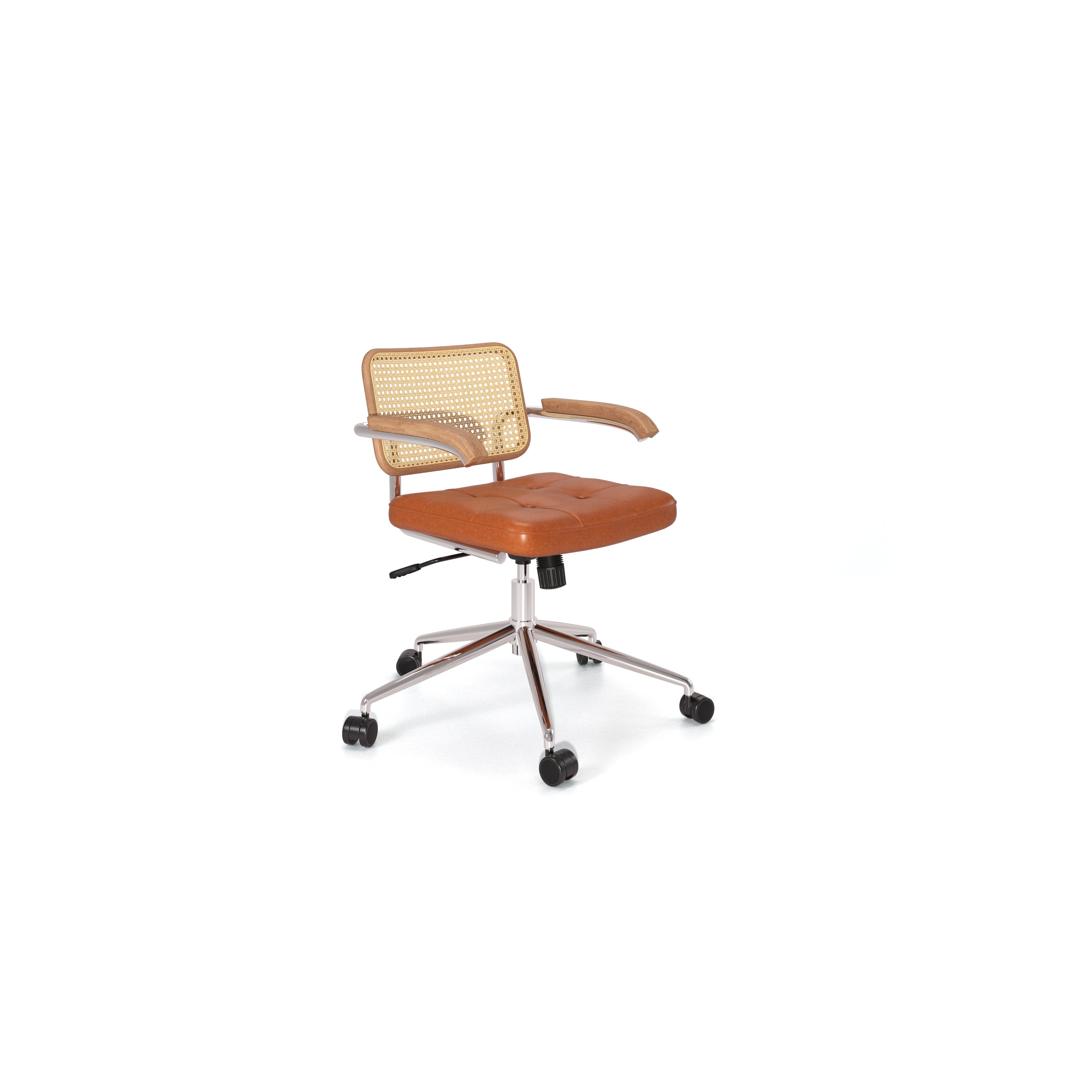 Mid-Century Modern Vintage Cesca Style Cane Office Swivel Chair On