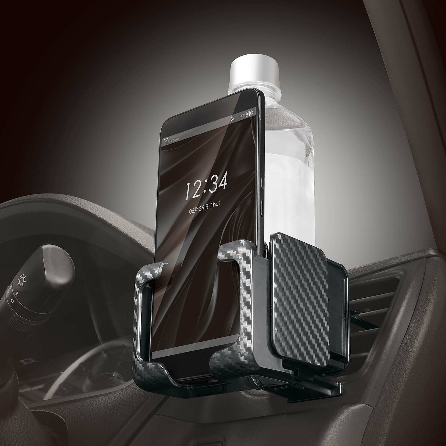 DZ547 ドリンクホルダー スマホタッチ2 カーボン調 BLACK EDITION