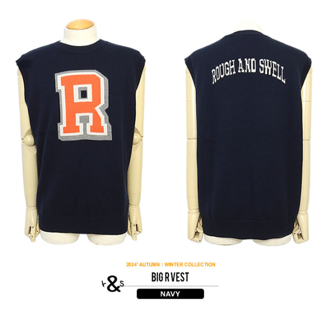 rough&swell［ラフアンドスウェル］BIG R VEST/ニットベスト【2024年秋冬】