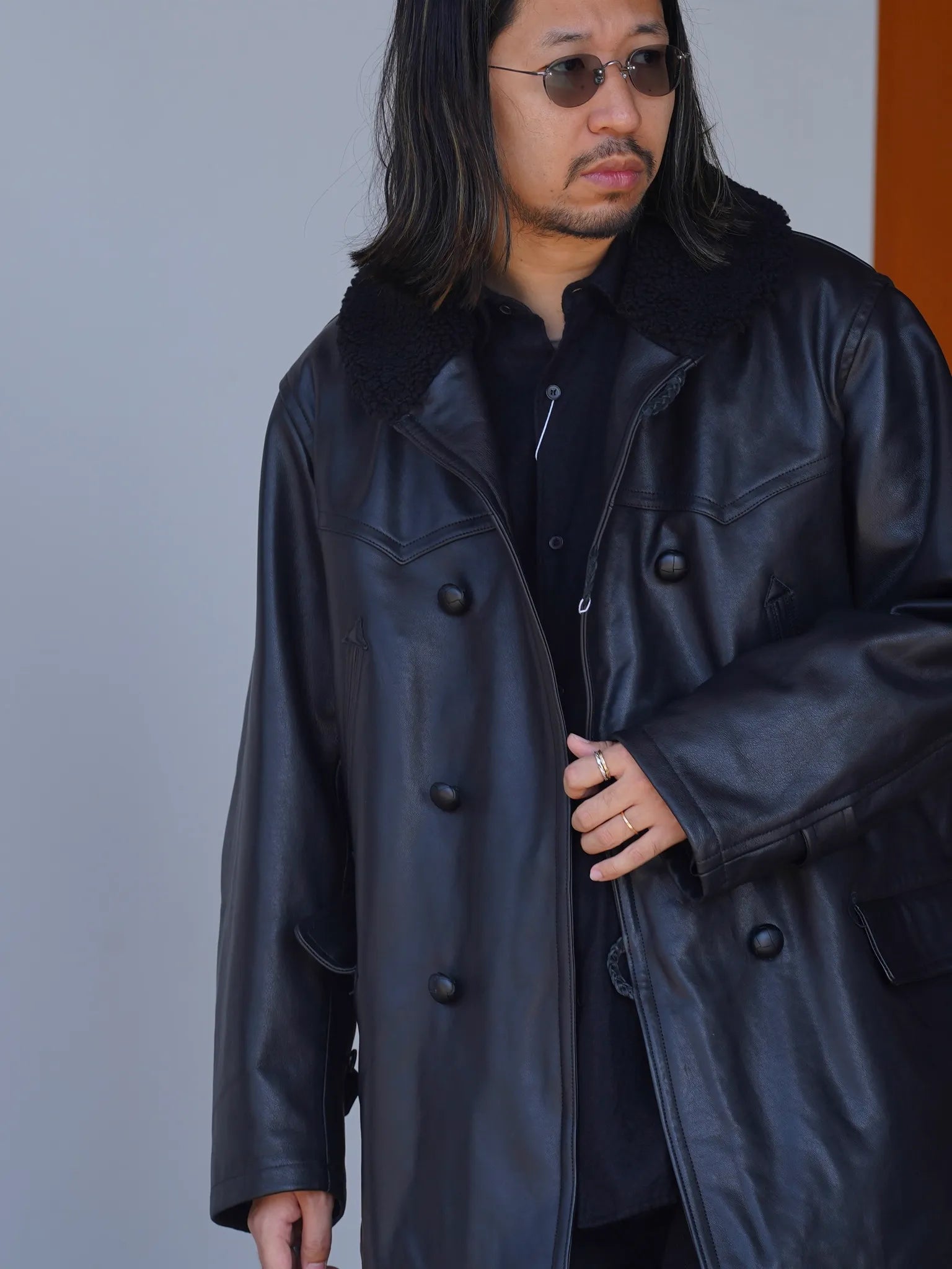 COMOLI ラムレザー カナディアンコート BLACK | CASANOVA&CO