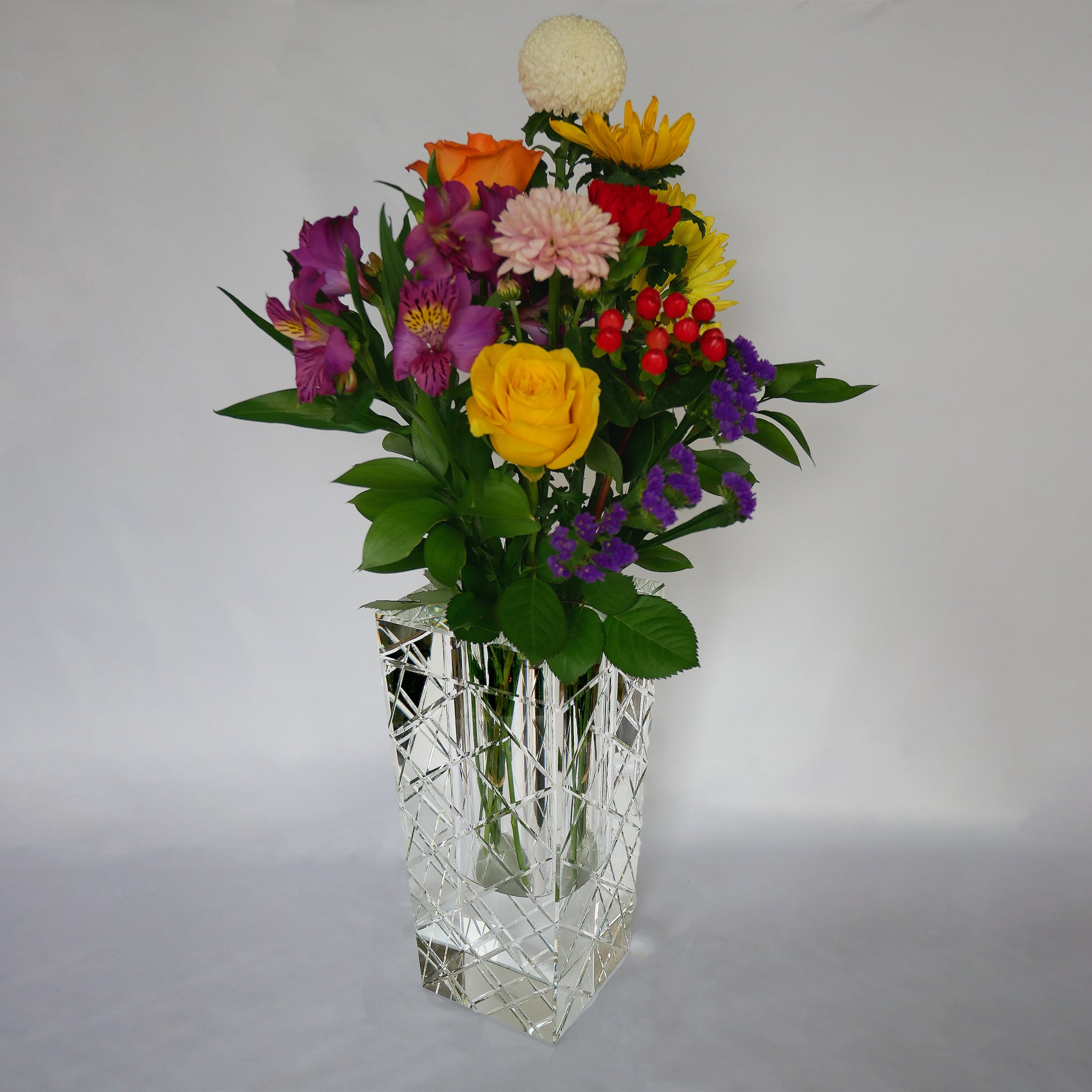 パラッツォ クリスタル 花瓶「クリア」14 x 14 x 30 cm – Palazzo