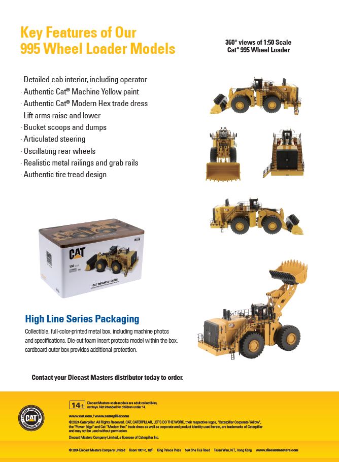 1:50 Cat 995 Wheel Loader, High Line Series, 85716 – CATmodels Canada