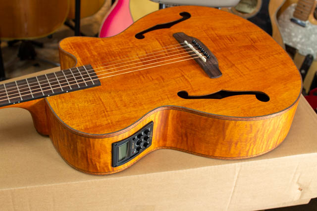 ARIA FET-F2 STBR Stained Brown Fホール エレアコ サテン ギター専門