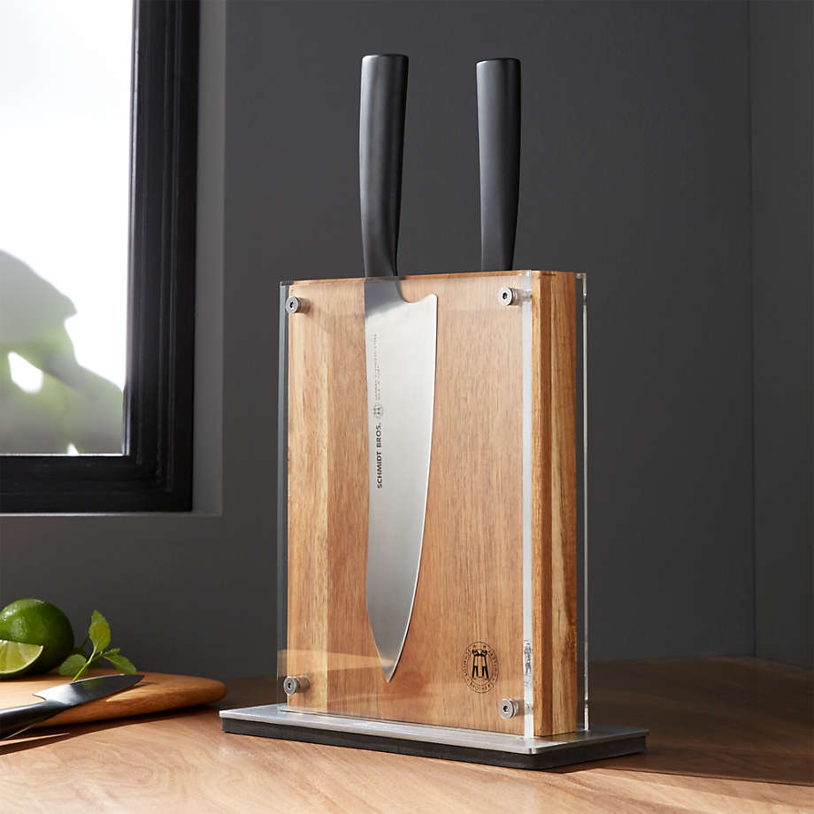 Schmidt Brothers Acacia Knife Block + Reviews | Crate & Barrel