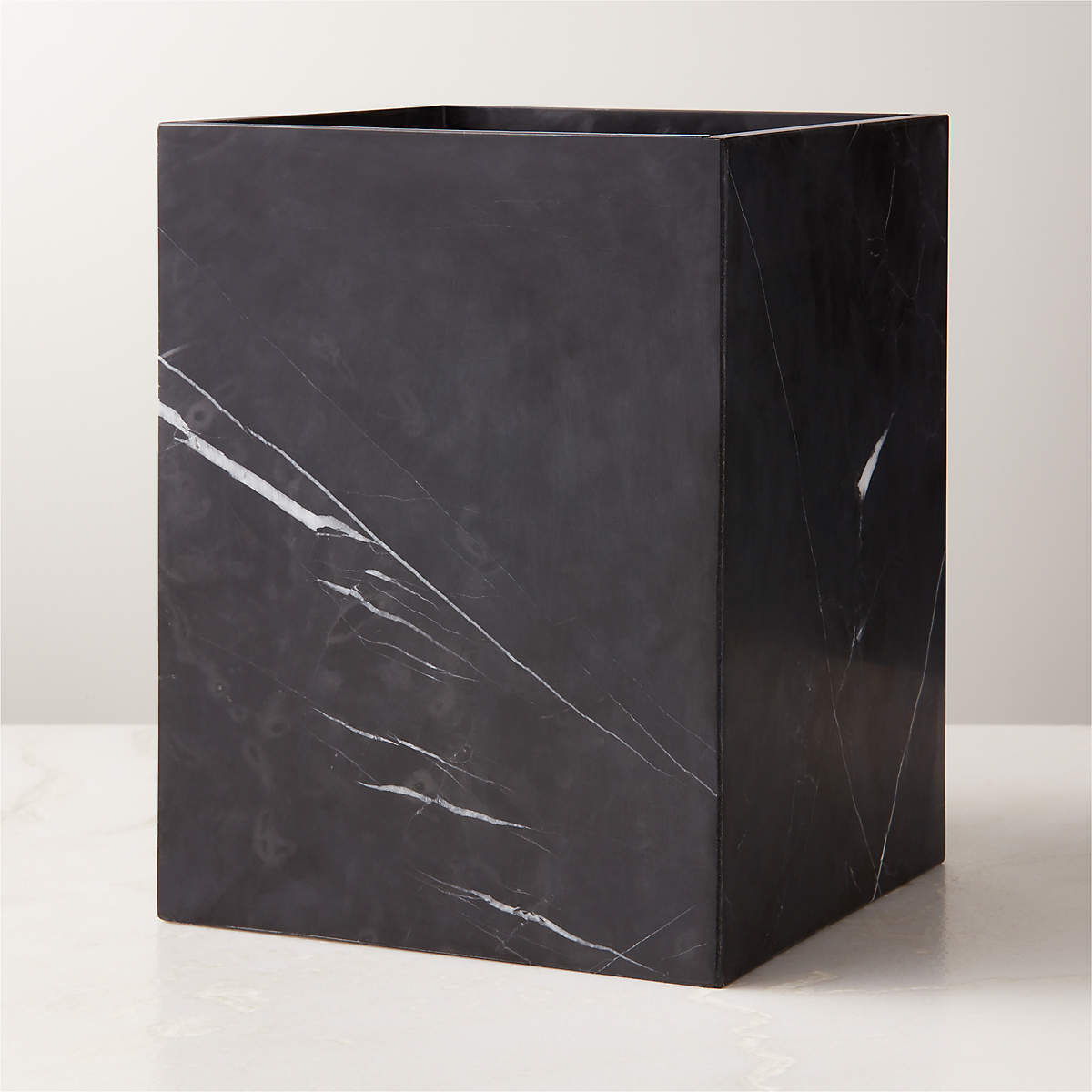 Nexus Black Marble Wastebasket + Reviews | CB2 Canada