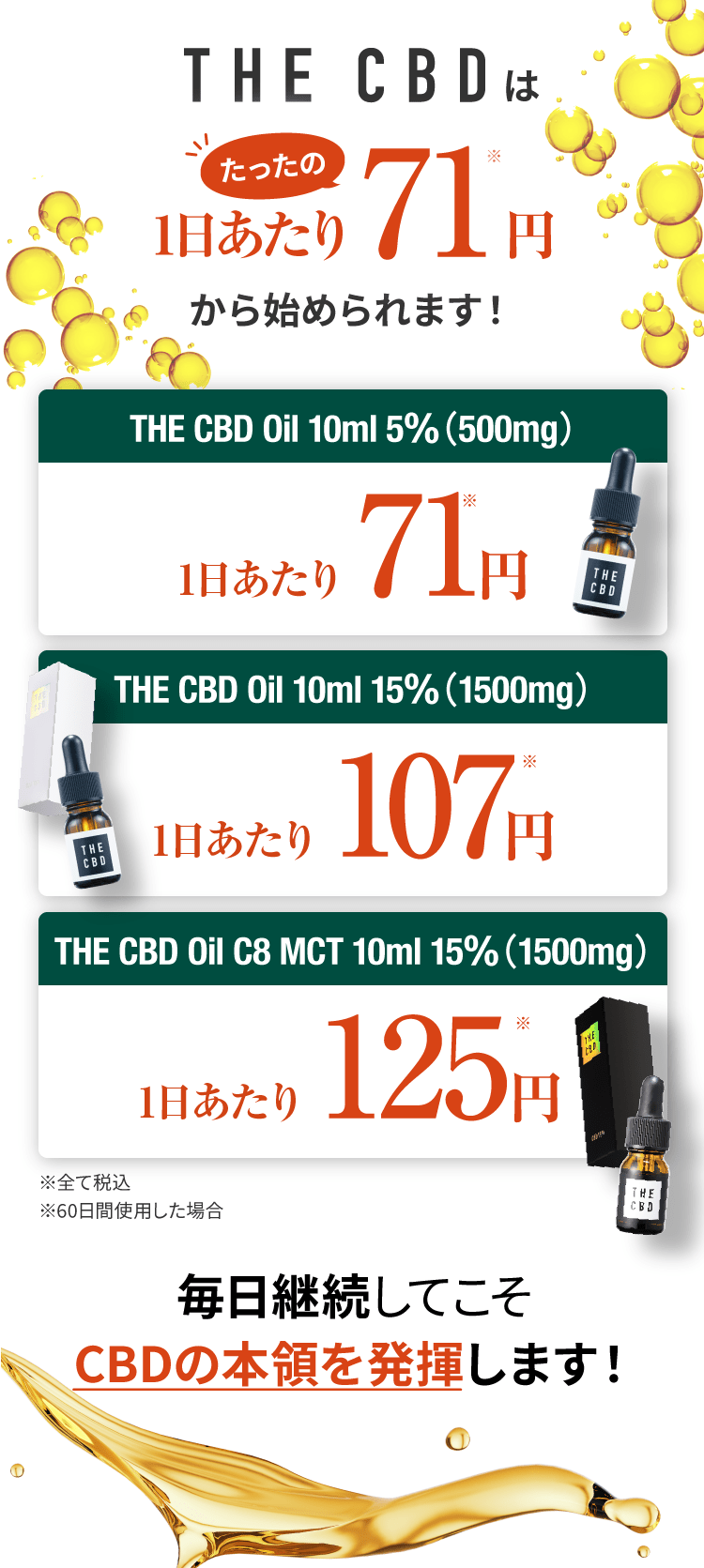 CBDオイルおすすめ3商品の購入申込ページ | THE CBDの株式会社麻田製薬