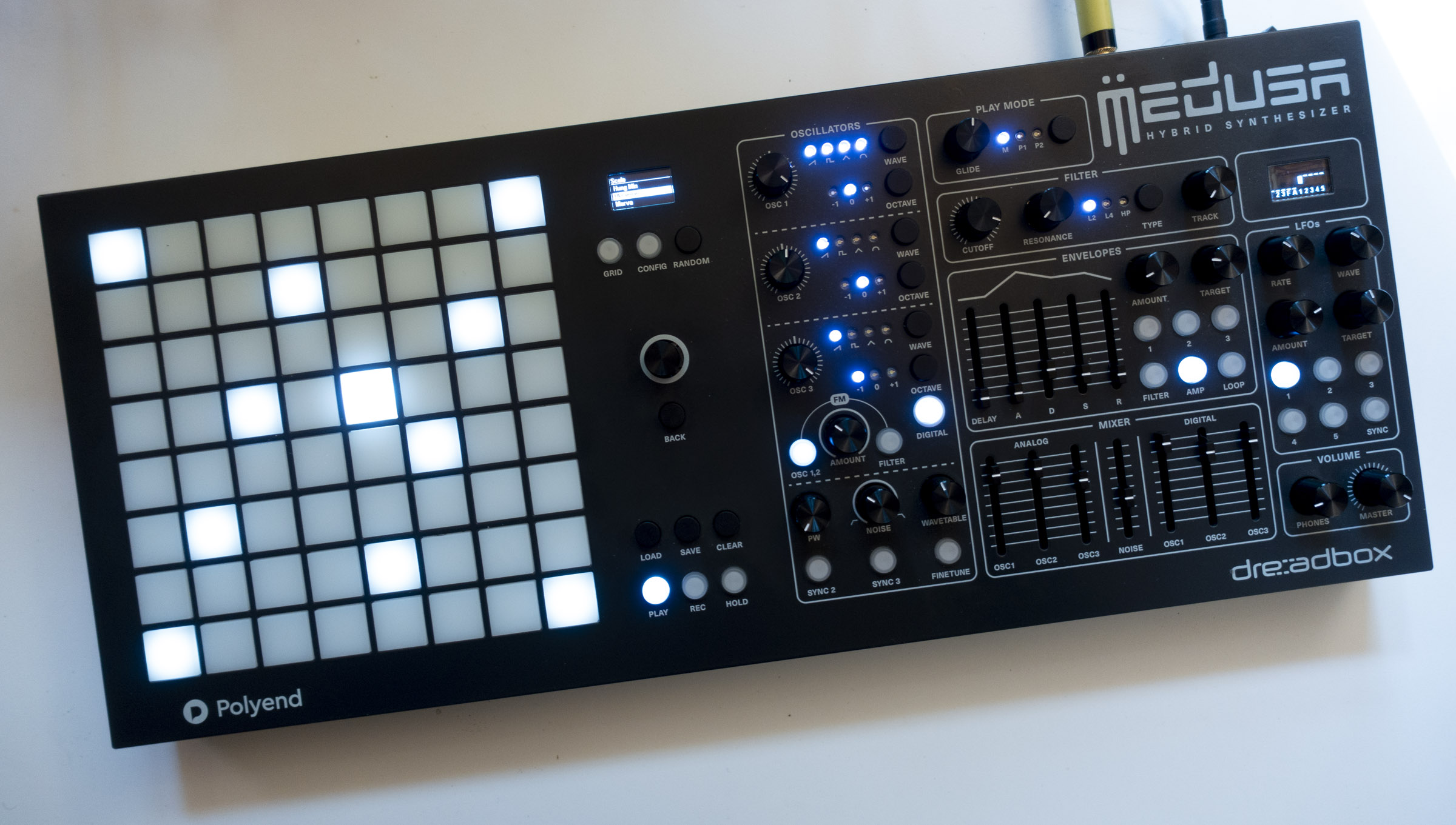 Beneath Polyend Medusa grid and knobs, a wealth of possibilities