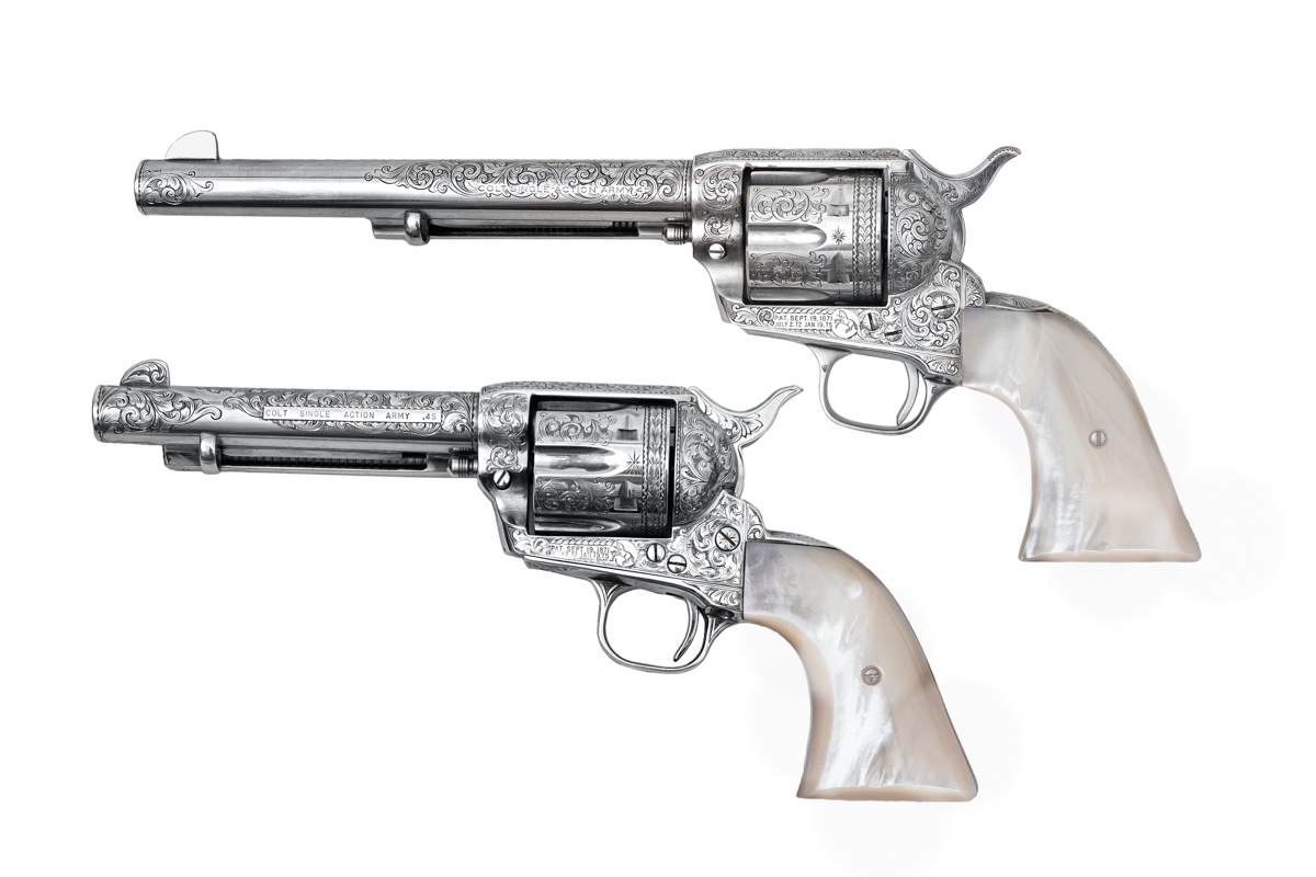 Colt Single Action Army Pair Revolvers .45 Colt with Mother of