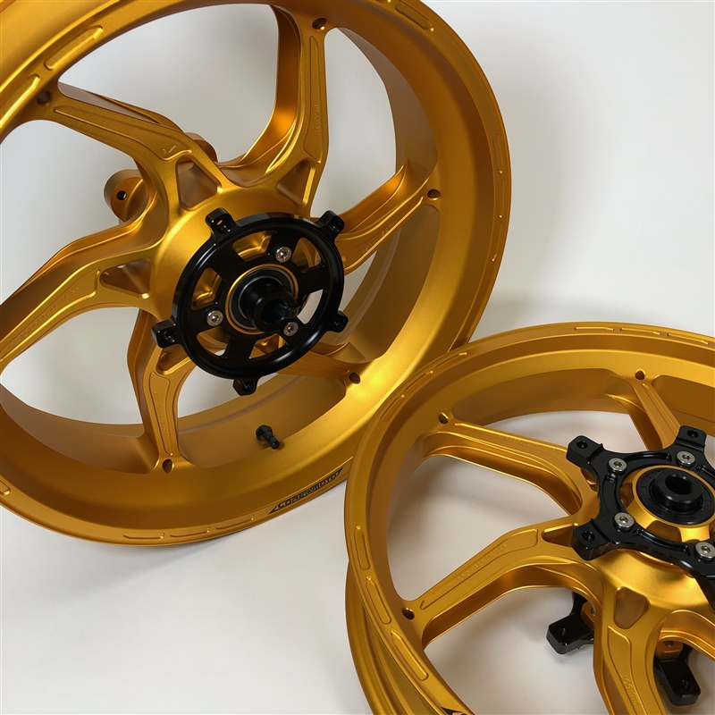 Satin Gold Core Moto Apex-6 Lightest forged motorcycle wheels for ZX14