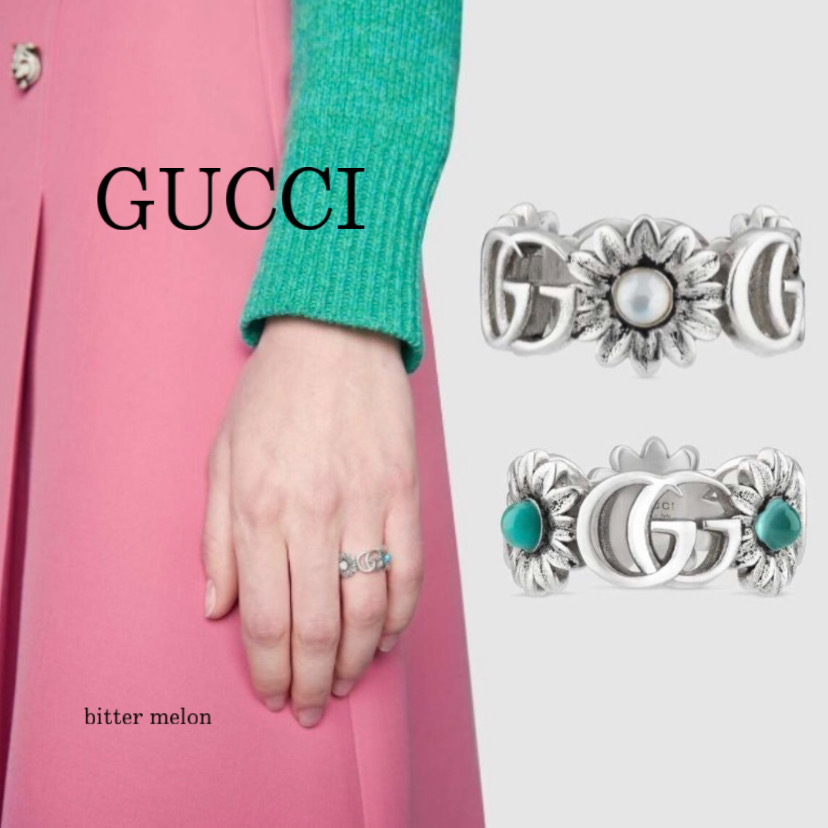 直営店【グッチ GUCCI】ダブル G フラワー リング ターコイズ (GUCCI