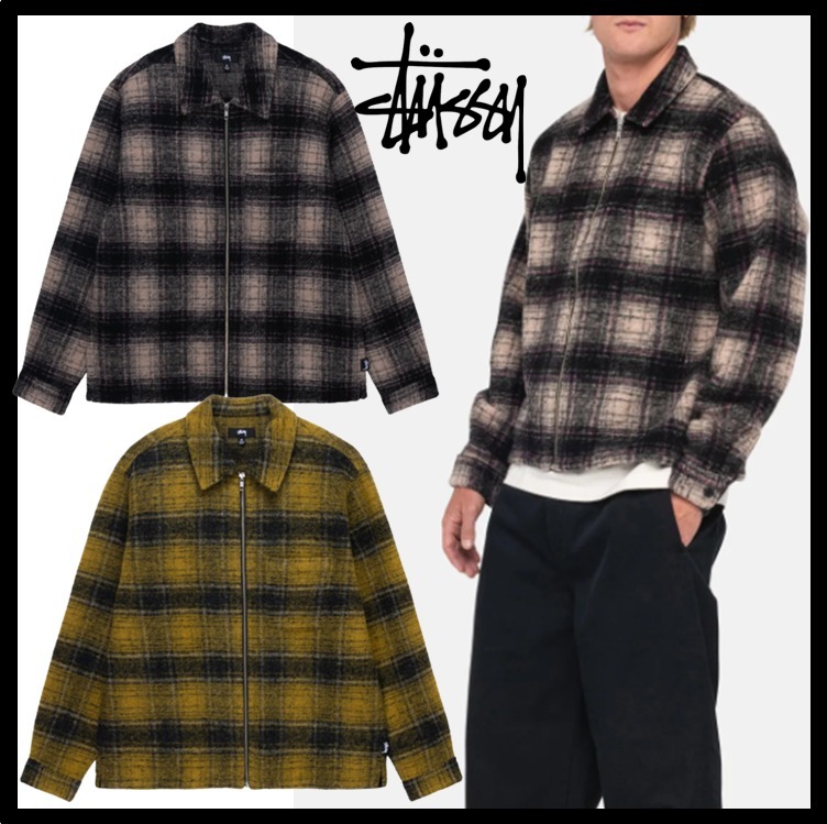 STUSSY MINI CHECK QUILTED ZIP SHIRT Sサイズ Stussy Mini Check