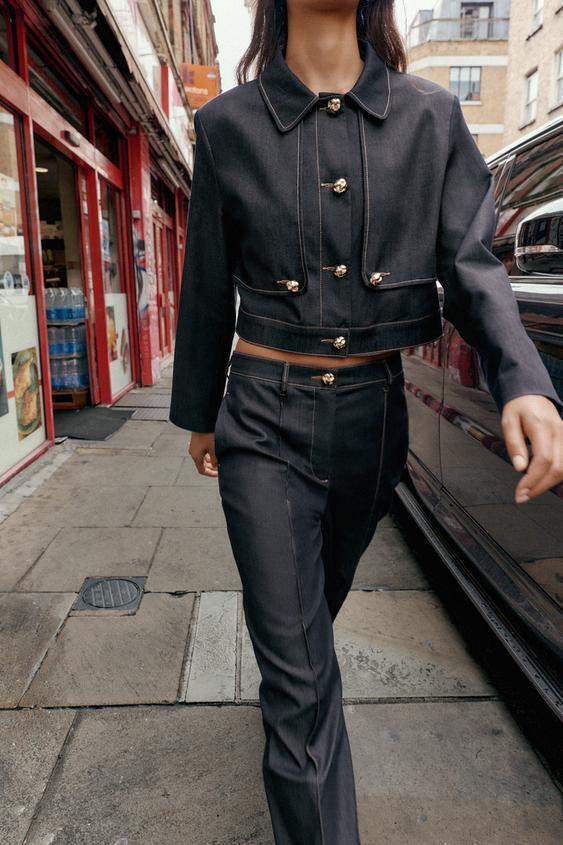 ZARA】コントラストステッチ入ショートジャケット1478/398/405 (ZARA