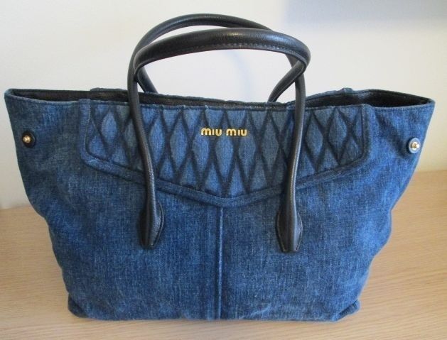 miumiuデニムトートバッグ☆バイカー☆ブルー×黒 (MiuMiu/トートバッグ