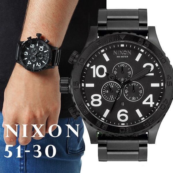 送料関税込☆Nixonニクソン CHRONO Black White 51-30 A083001 (Nixon