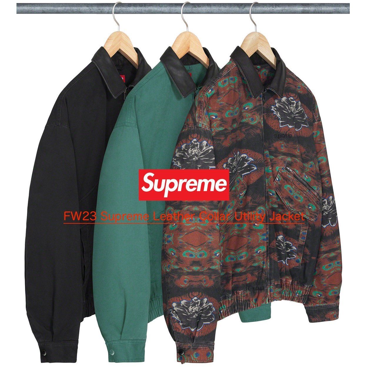 FW23 Supreme Leather Collar Utility Jacket - ジャケット (Supreme