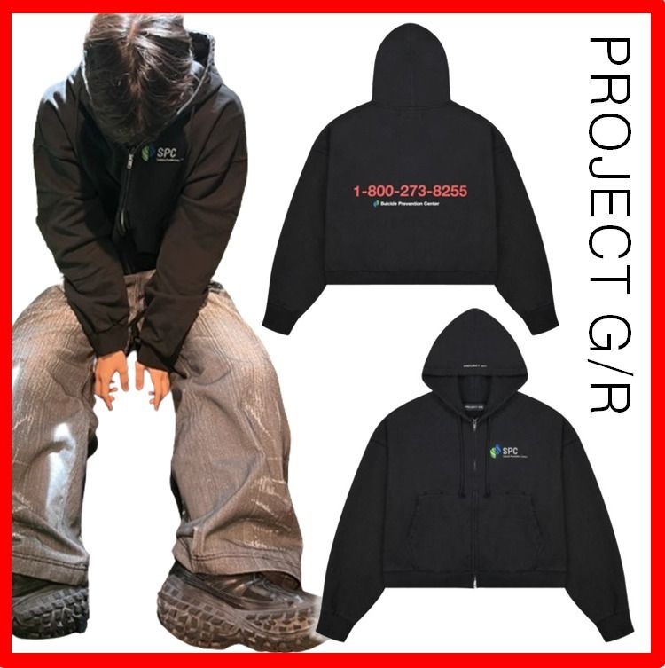 ☆人気☆【Project G/R】☆SPC Cropped Distressed Zip Hoodie