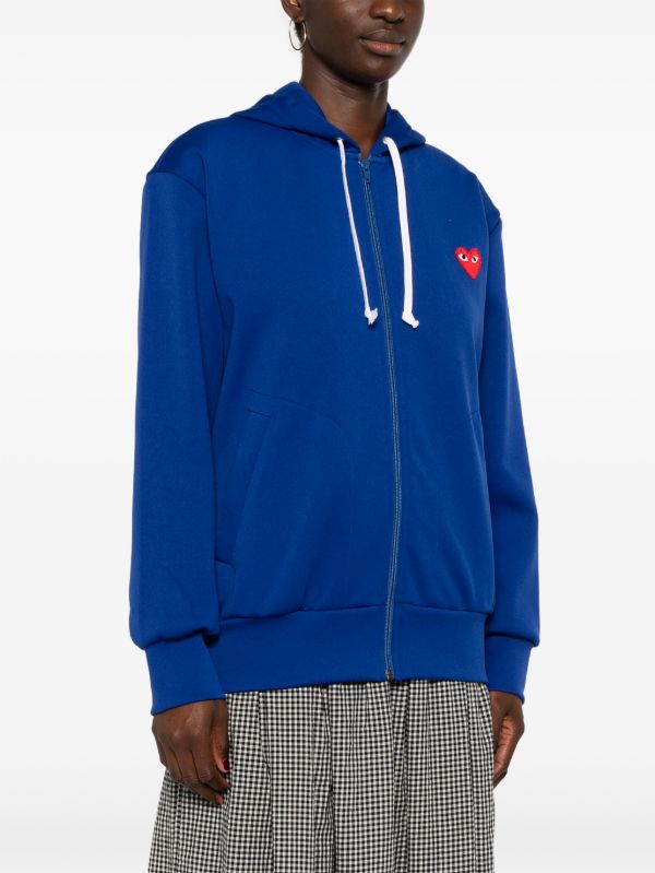 Comme Des Garçons Play heart-patch Hoodie | Blue | FARFETCH