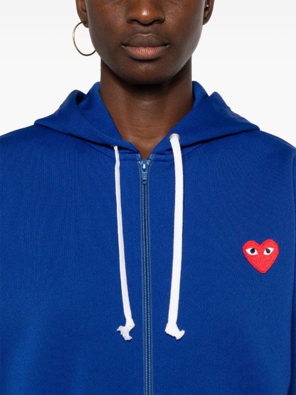 Comme Des Garçons Play heart-patch Hoodie | Blue | FARFETCH