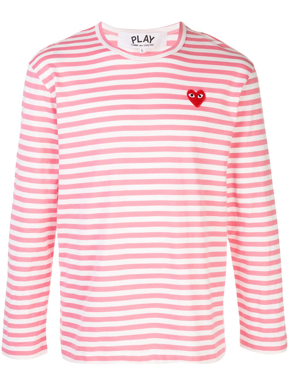 Comme Des Garçons Play Striped Logo T-shirt | Pink | FARFETCH