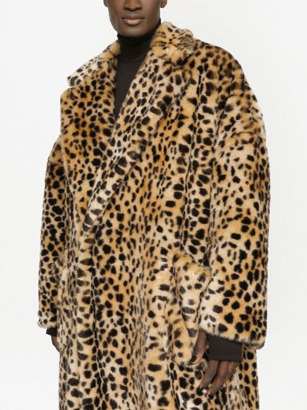 Dolce & Gabbana leopard-print faux-fur Coat | Brown | FARFETCH